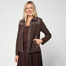 "As Is" Colleen Lopez Crepe Knit Jacket with Stud Detail