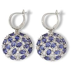 "As Is" Colleen Lopez Iolite and Zircon Round Cluster Drop Earrings