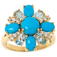 "As Is" Colleen Lopez Multi-Gemstone Flower Ring