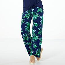 "As Is" Colleen Lopez Printed Pull-On Pant with Solid Trim