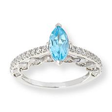 "As Is" Colleen Lopez Sterling Silver Marquise-Cut Gem & White Zirc...