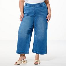 "As Is" Colleen Lopez Stretch Denim Wide Leg Cropped Pant