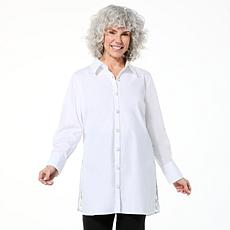 "As Is" Colleen Lopez Woven Button Front Topper with Lace Back