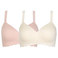 "As Is" Comfort Code 2-pack Lightly Lined Lace Trim Wireless Bra
