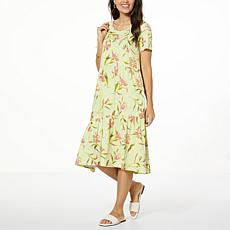 "As Is" Comfort Code Printed Jersey Knit Tiered-Hem T-shirt Dress
