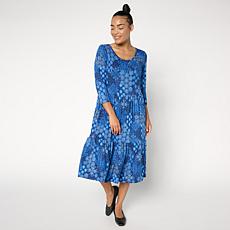 "As Is" Comfort Code Stretch Jersey Knit Tiered Hem Midi Lounge Dress