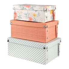 "As Is" Craft Buddy Antique Floral Stacking Storage Boxes 3-piece Set