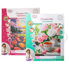 "As Is" Craft Buddy Crystal Art Set of 2 Framed Canvas Kits