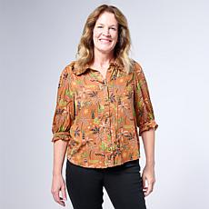 "As Is" Democracy Ruffled Edge Pintuck Blouse