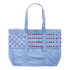 "As Is" DG2 by Diane Gilman Americana Embroidered Denim Tote Bag