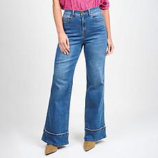 As Is DG2 by Diane Gilman Classic Stretch Denim Frayed Wide-Leg Jean