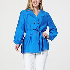 "As Is" DG2 by Diane Gilman Easy Flow Crinkled Dual Blouse Topper