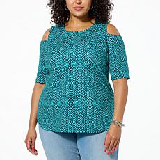 "As Is" DG2 by Diane Gilman From the Vault Cold-Shoulder Swing Top