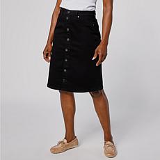 "As Is" DG2 by Diane Gilman Lux Touch Denim Pull-On Buttoned A-Line...