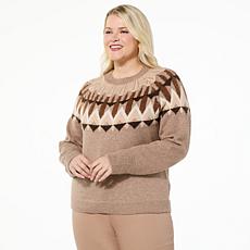 "As Is" DG2 by Diane Gilman Melange Yarn Fair Isle Pullover Sweater