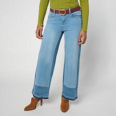 "As Is" DG2 by Diane Gilman New Classic Stretch 2-Tone Wide Leg Jean