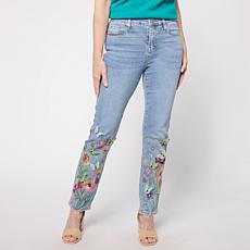 "As Is" DG2 by Diane Gilman New Classic Stretch Denim 3D Embellishe...