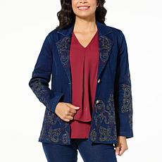"As Is" DG2 by Diane Gilman New Classic Stretch Denim Embroidered B...