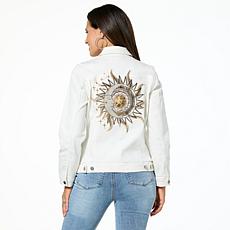 "As Is" DG2 by Diane Gilman New Classic Stretch Denim Embroidered B...
