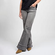 "As Is" DG2 by Diane Gilman New Classic Stretch Denim Frayed Wide-L...