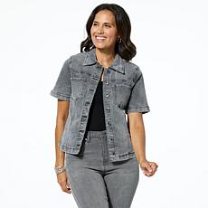 "As Is" DG2 by Diane Gilman New Classic Stretch Short-Sleeve Denim ...