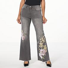 "As Is" DG2 by Diane Gilman New Stretch Embroidered Wide-Leg Jean
