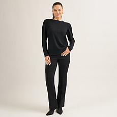 As Is DG2 by Diane Gilman Novelty Button Crew Neck Top
