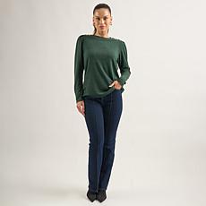 "As Is" DG2 by Diane Gilman Novelty Button Crew Neck Top