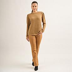 "As Is" DG2 by Diane Gilman Novelty Button Crew Neck Top