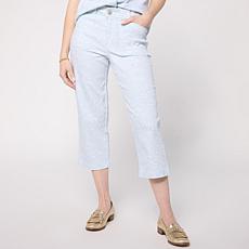 "As Is" DG2 by Diane Gilman Printed Stretch Denim Utility Crop Jean