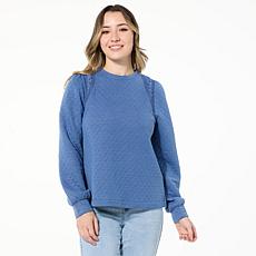 "As Is" DG2 by Diane Gilman Quilted French Terry Crew Neck Top