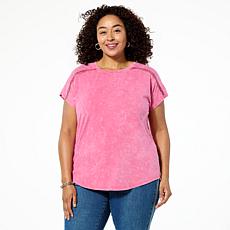 "As Is" DG2 by Diane Gilman Venise Lace Trimmed Dolman Sleeve Top