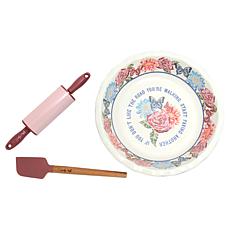 "As Is" Dolly Parton Ceramic Pie Dish with Rolling Pin and Spatula