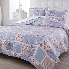 "As Is" Emryn House 100% Cotton Blue Patchwork Quilt Set