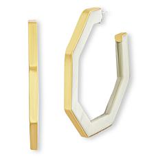 "As Is" Faire Collection Chau Horn and Brass Hoop Earrings