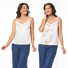 "As Is" G by Giuliana 2-pack Woven Satin Camisole