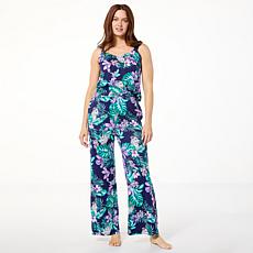 "As Is" G by Giuliana 2-piece Peached Jersey Knit Tank Top & Wide L...