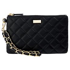 "As Is" G by Giuliana Black Label Lamb Leather Quilted Clutch Wristlet