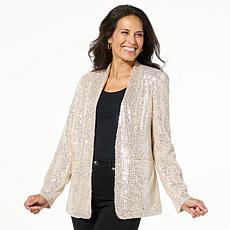 "As Is" G by Giuliana Black Label Sequin Mesh Knit Blazer