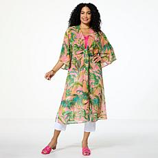 "As Is" G by Giuliana Black Label Woven Tie-Front Duster