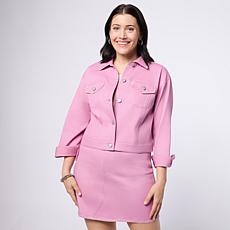 "As Is" G by Giuliana Colored Twill Jacket with Blanket Stitch