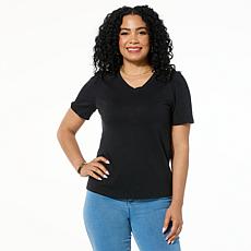 "As Is" G by Giuliana Cotton-Blend Slub Knit Puff Sleeve Tee