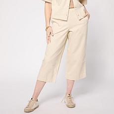As Is G by Giuliana Diamond-Quilted Textured Pull-On Denim Capri Pant