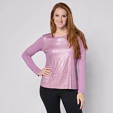 "As Is" G by Giuliana Ecolux Sequin Long Sleeve T-Shirt