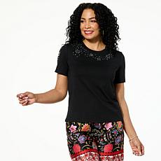 "As Is" G by Giuliana Embellished Crewneck Tee
