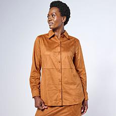 "As Is" G by Giuliana Faux Suede Button-Down Shirt