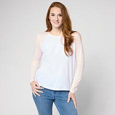 "As Is" G by Giuliana Knit Colorblock Baseball Tee