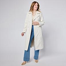 "As Is" G by Giuliana Knit Faux Leather Trench Coat