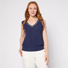 "As Is" G by Giuliana Knit Sleeveless Tank Top with Contrast Piping