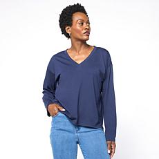 "As Is" G by Giuliana Knit V-Neck Pullover with High Low Hem